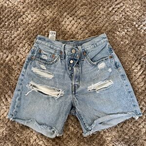 Levi's Blue Jean Shorts Distressed High-Waisted